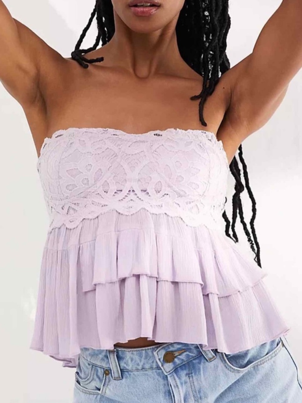 Free People Adella Corset Cami in Lavender Size L NEW